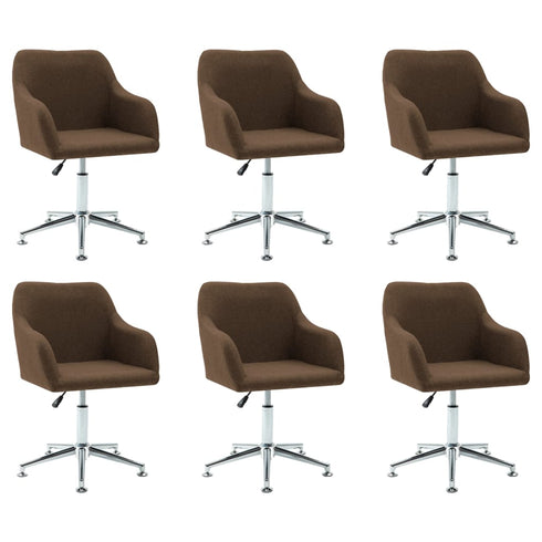 Swen Studio -  Swivel Dining Chairs 6 pcs Brown Fabric (UK/IE/FI/NO only) (6x331501)